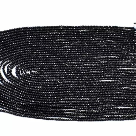 815.00 Cts Natural 20 Strand Black Spinel Faceted Gemstone Beaded Necklace - Picture 2 of 12